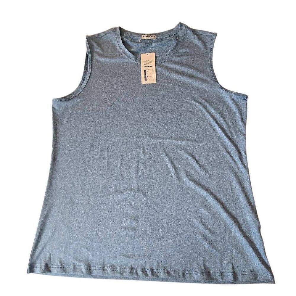 NWT CoolRun Womens Heather Sleeveless Crew Neck Athletic Tank Top Blue XXL